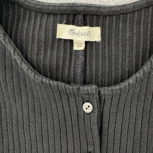 Madewell Dress Womens XS Black Ribbed Button up Pencil Fitted Knit Stretch - Picture 3 of 7